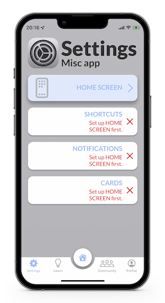 Step 1: open the Home screen menu in Voila's settings