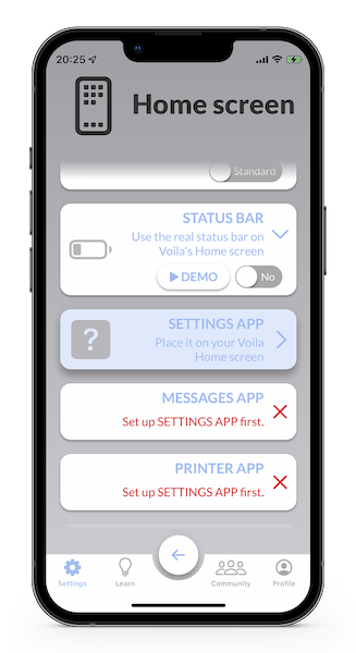 Step 3: place Voila's buttons over your Home screen apps